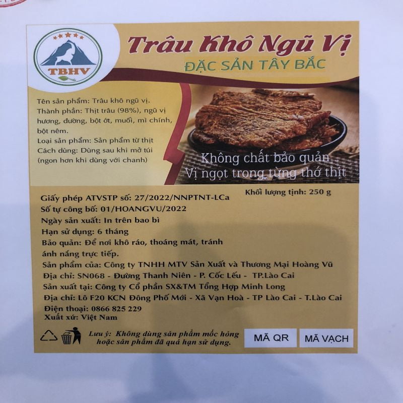 TKNV2- Trâu khô ngũ vị 250gr